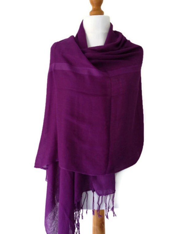 Purple Scarf Cotton Blend Pashmina Fair Trade by purplepossumuk