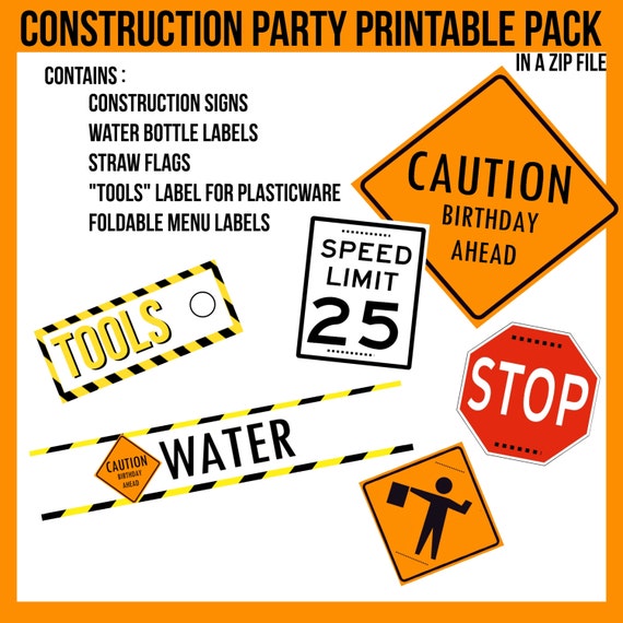 items similar to construction birthday party instant download printable pack water bottle labels