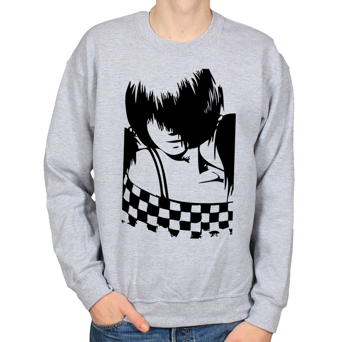 Emo Anime Girl Sweater Two Tone Crewneck by WhiteoutFashion