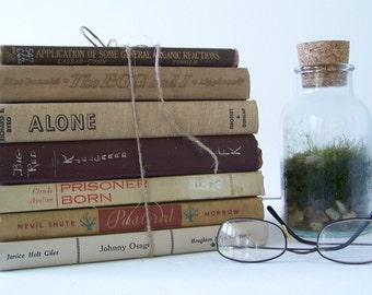 FREE SHIPPING Vintage Book Collection Earthy Brown Tones