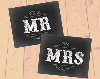 Mr and mrs signs, INSTANT download, wedding printable, wedding sign ...