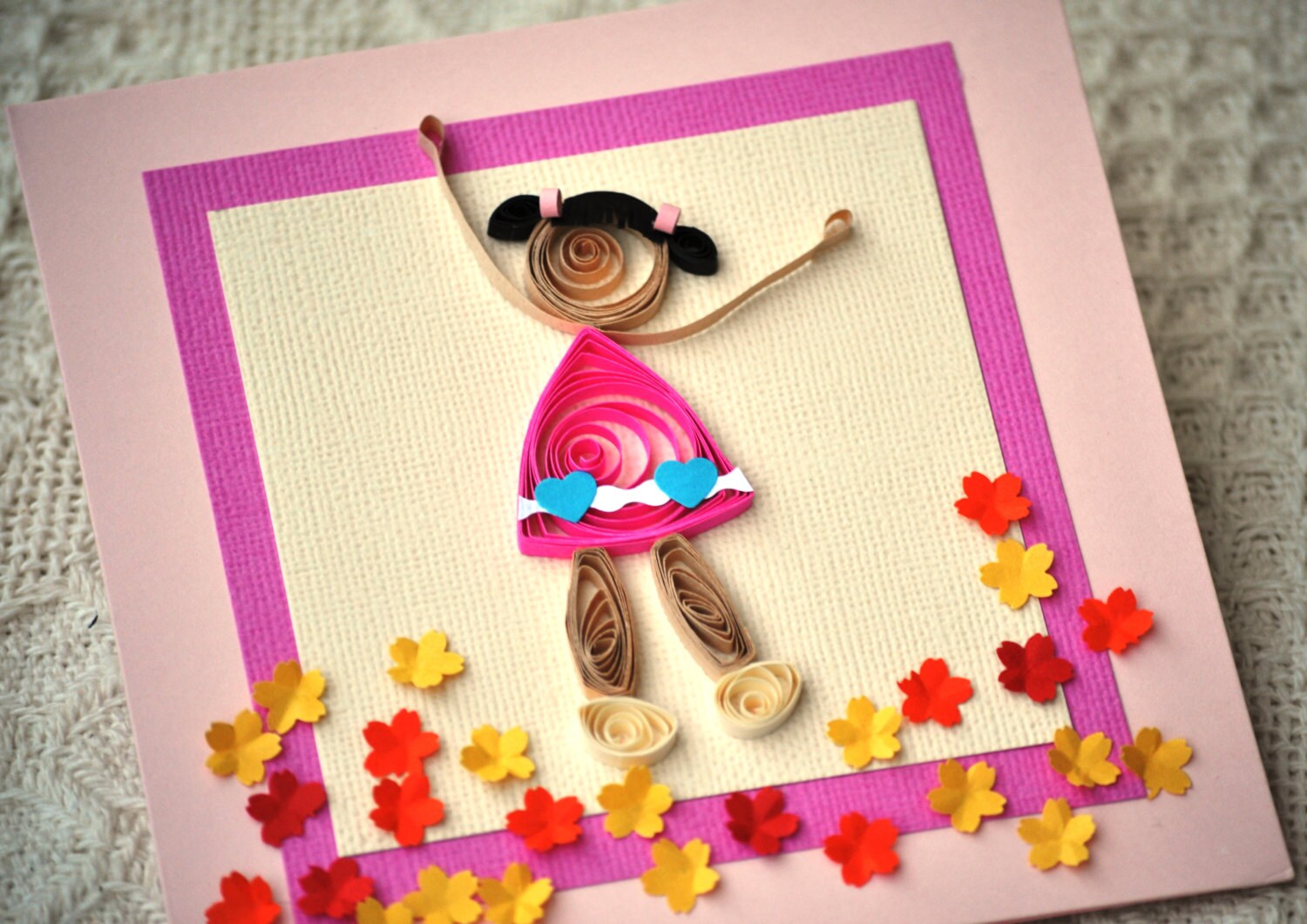 Paper Quilling Handmade Quilled Blank card Quilled girl