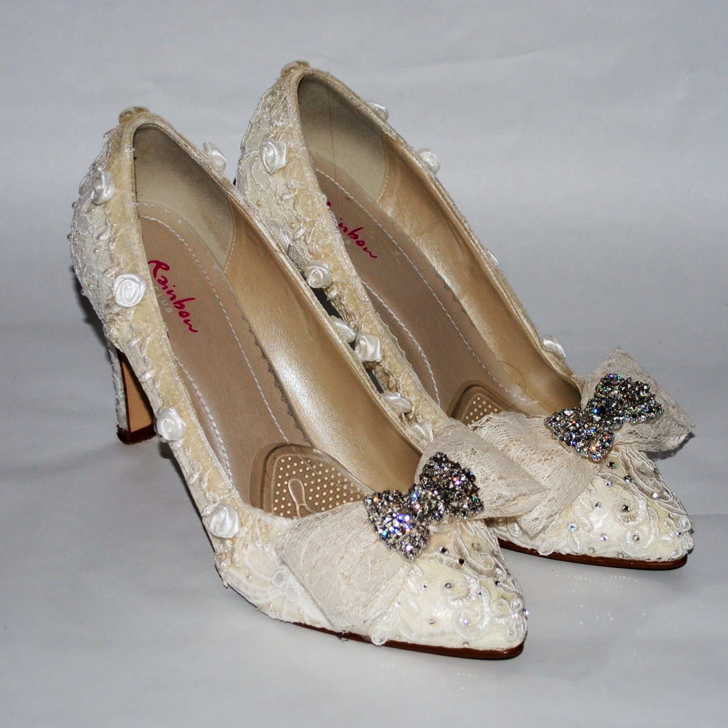 Luxury Vintage Handmade Custom Delicate Lace Wedding Shoes.