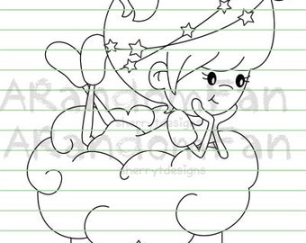 Digital Stamps- Angel Daydreaming