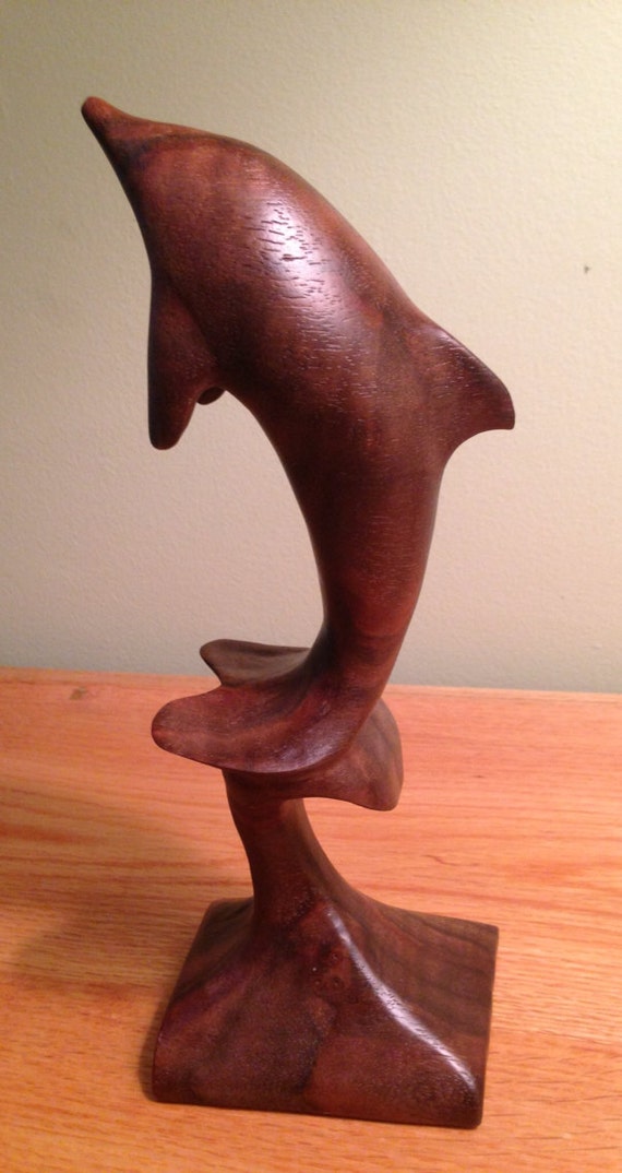 Items similar to SALE!! Dolphin wood carving, stylized wood carving