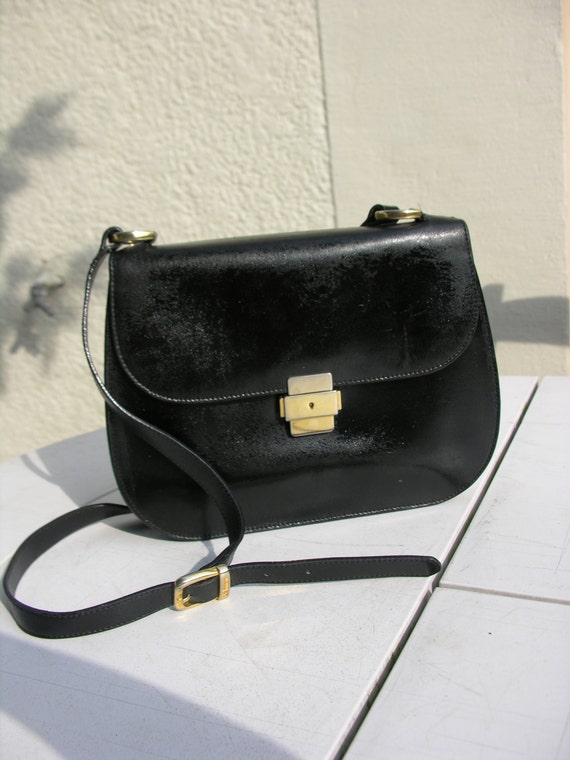 Delmar Italy vintage bag / black leather bag / by BagsTalk on Etsy