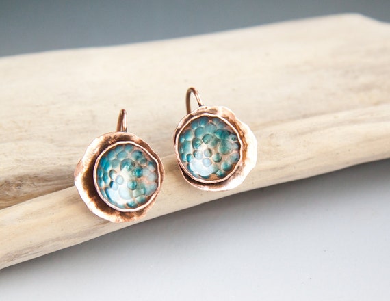 earrings with enamel blue flower