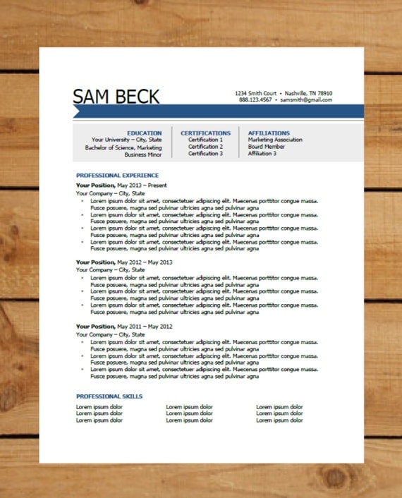 Resume Template | Instant Word Document Download | Modern Resume ...