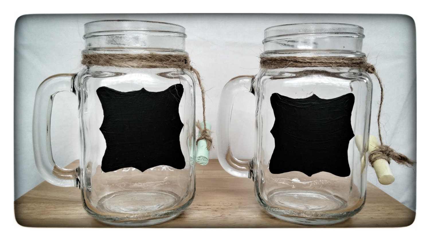 Mason Jar Drinking Glasses with Chalkboard Design
