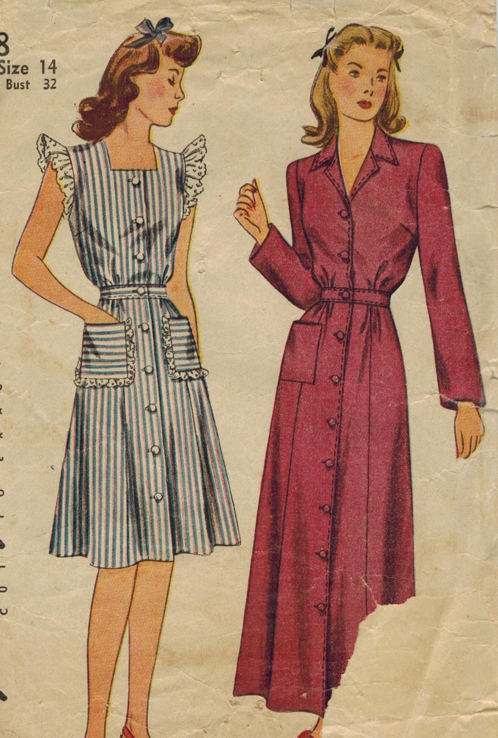 1940s Simplicity 4718 Vintage Sewing Pattern Misses