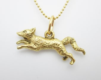 Fox Necklace, Fox Charm Necklace, Animal Charms, Nature Themed Jewelry, Running Fox Charm, Gold Fox Necklace B042