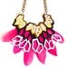 Geometric Statement Necklace, Hexagon Metallic Leather Necklace, Feather Bib Necklace, Chunky Statement Jewelry