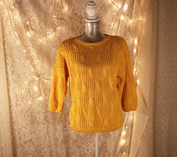 Canary Yellow Knit Sweater Top Vintage