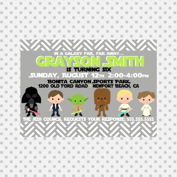 Star Wars Custom Birthday Invite - Star Wars Party Invitation - Party Supplies Il_570xn