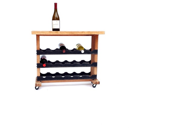 Rolling Wine Rack / Butcher Block Counter Top / Kitchen Island