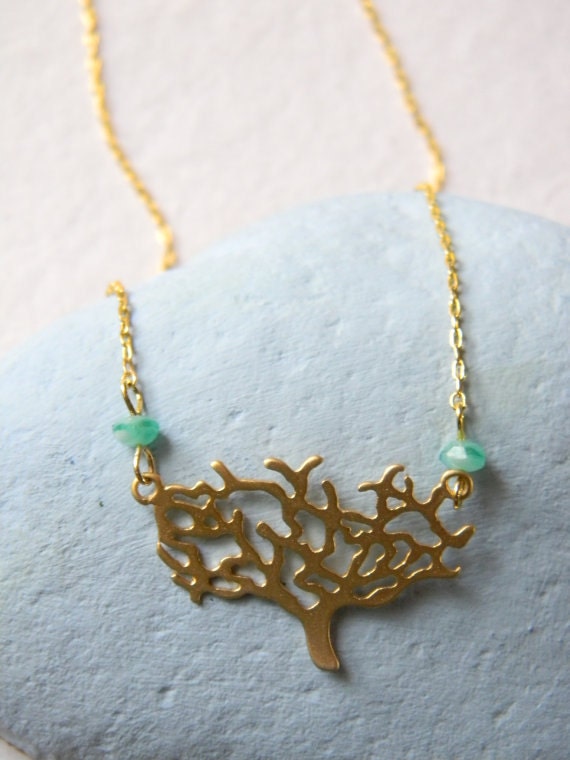 Items similar to Coral Reef Necklace in Gold... Beach Finds, Summer ...