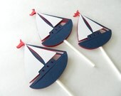 24 Sailboat Cupcake Toppers, Nautical Cupcake Toppers, Sailboats 24 Sailboat Cupcake Toppers, Nautical Cupcake Toppers, Sailboats