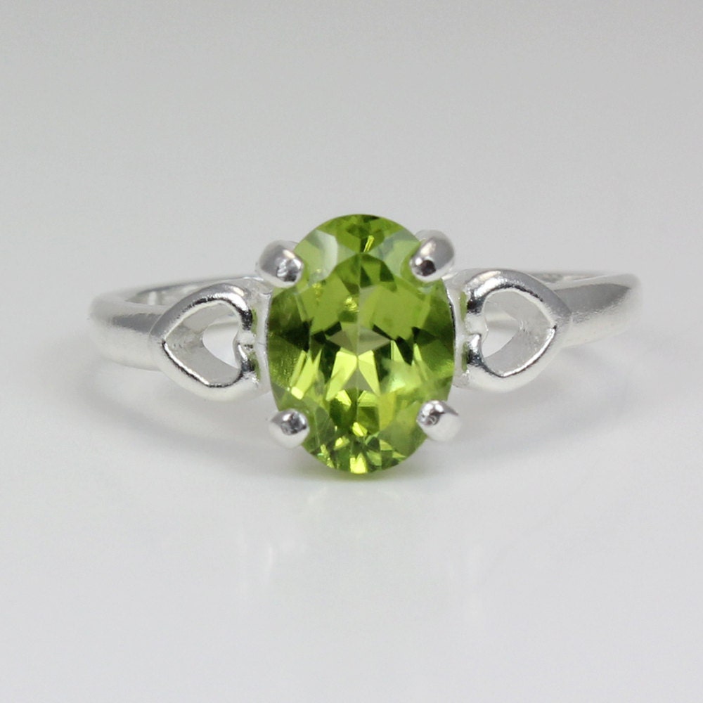 Sterling Silver Peridot Ring / Natural Peridot Silver Ring