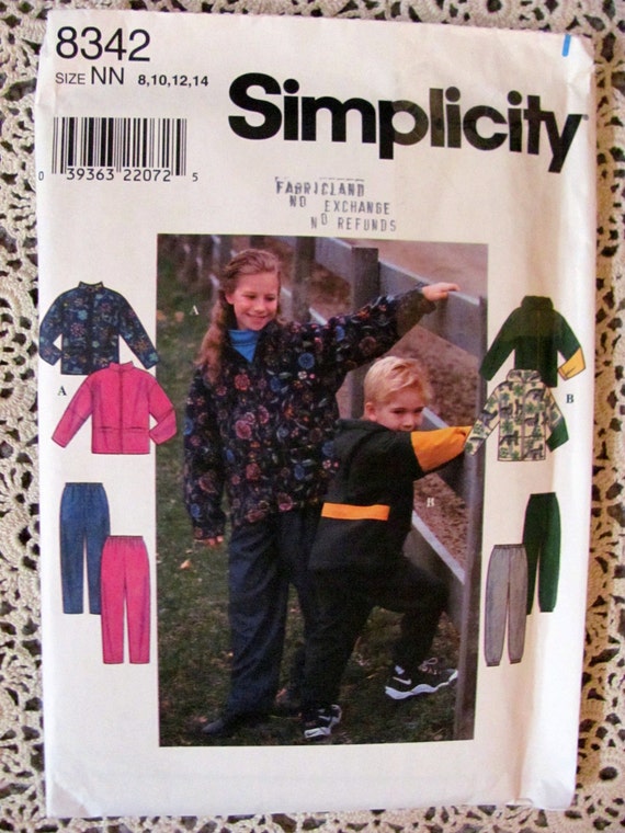 Simplicity 8342 Kids Fleece Jackets and Pull On Pants Sewing