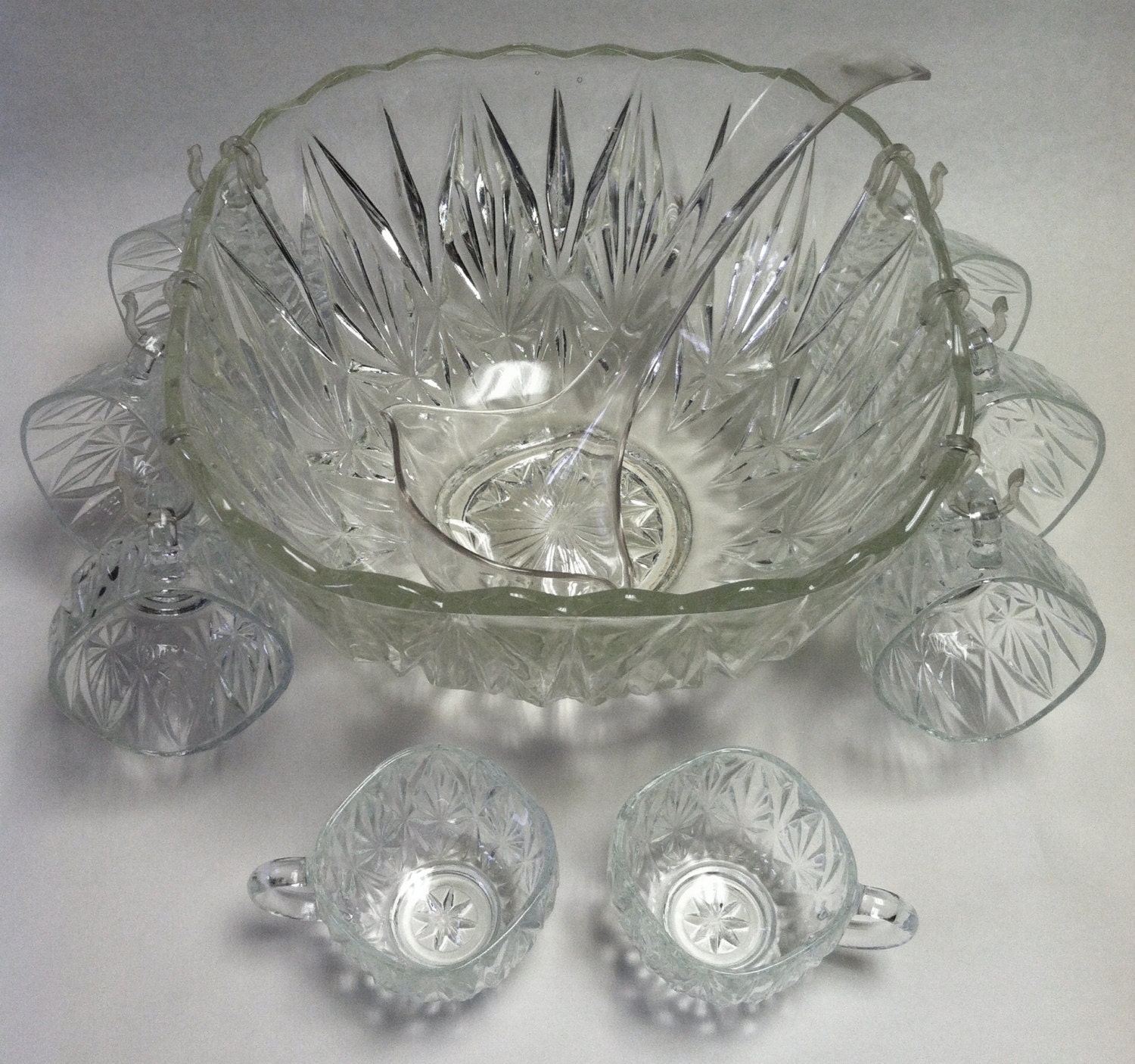 Vintage Hazel Atlas Williamsport Square Punch Bowl Set