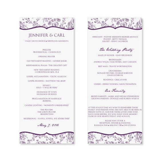 wedding programs templates for microsoft word