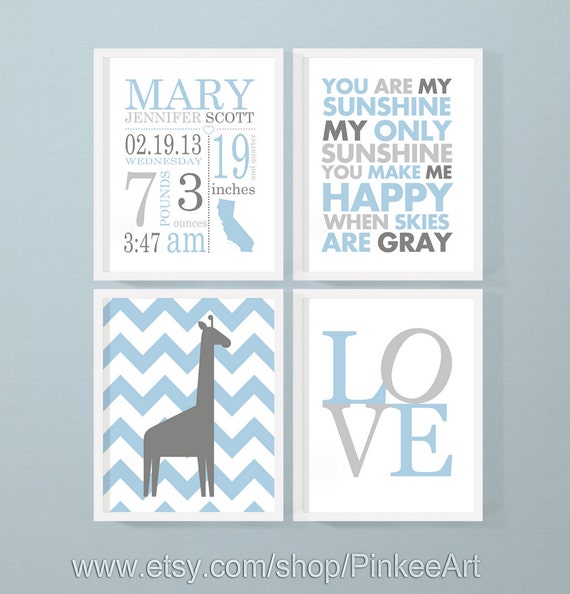baby boy birth announcement new baby boy gift birth stats wall art baby nursery decor personalized