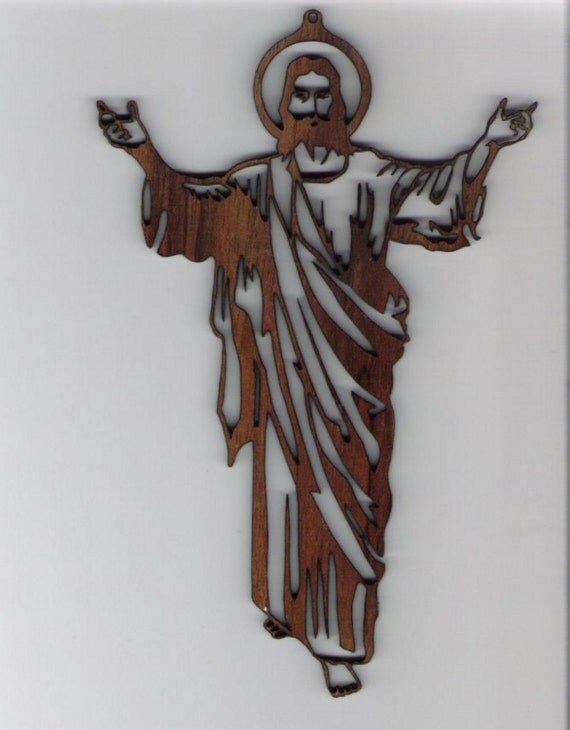 Laser Cut Jesus Wall Hanging Made from Walnut