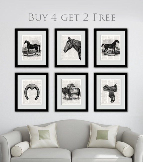 Equestrian Horses dictionary art prints. A beautiful