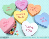 conversation heart gift boxes - fits candy, cookies, favors and treats with customizable text PDF kit - INSTANT download Il_170x135