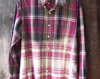 UPCYCLED FLANNEL SHIRT plaid half bleached dip dye by GloriousMorn