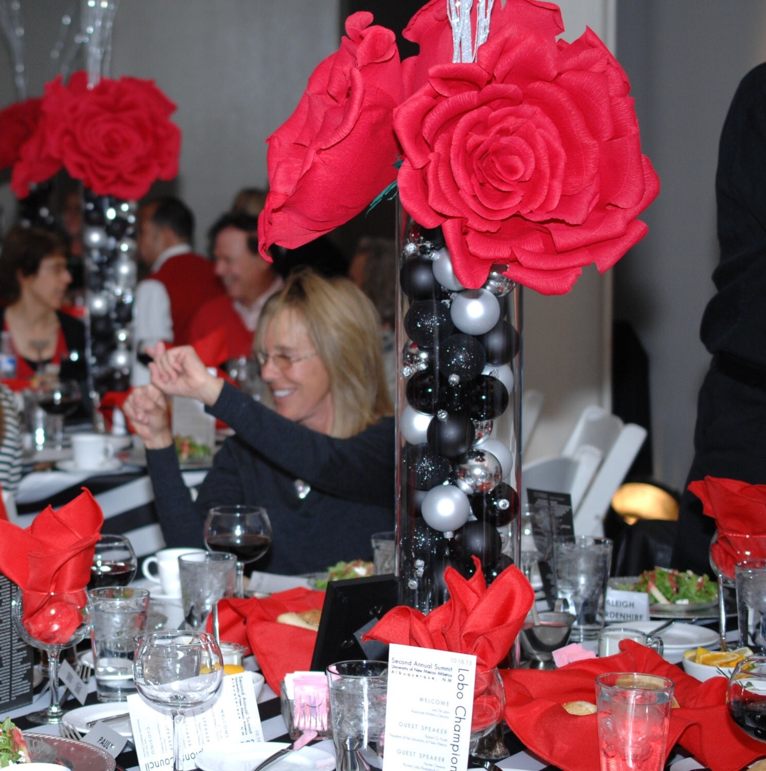 Set of 3 giant crepe paper flowers. Wedding centerpieces