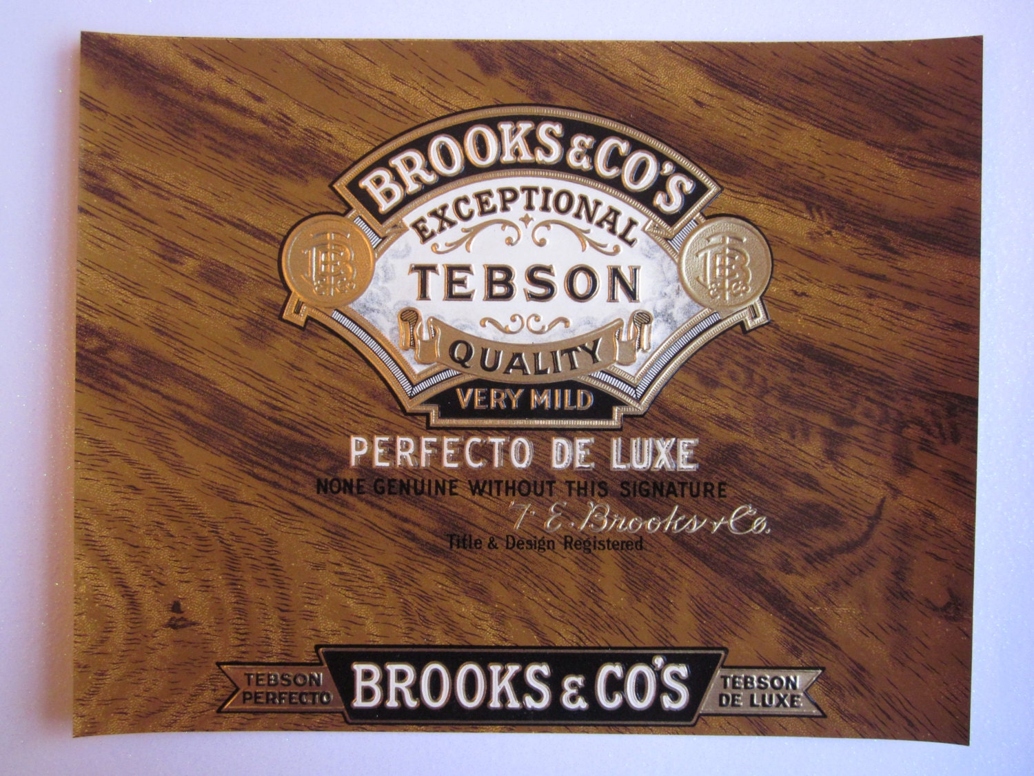 vintage original cigar box label brooks cos tebson