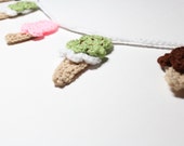 Ice Cream Garland, Crochet Bunting, Summer Party Decoration, Kitchen Wall Hanging, Food Home Decor, Nursery Wall Decor