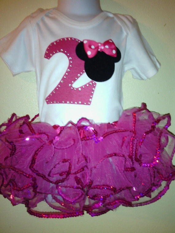 Minnie Mouse Dress Pink birthday number 1T,2T,3T,4T,5T,6T,7T,8T