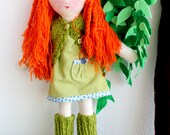 Lola - Art Rag Doll with painted face. Collectable cloth doll for children's room decor / nursery. OOAK / One of a kind gift for girl.