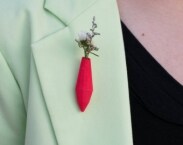 Gem Planter Lapel Pin, in Red: A Wearable Planter