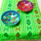 Green tribal runner, Table cloth, Table Runner, Bohemian Decor, Bohemian Chic, Aztec, Tribal, green with tribal details.