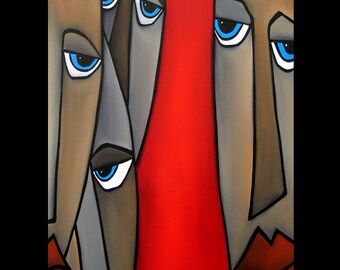 Wherever - Original Abstract painting Modern pop Art Contemporary Portrait FACE by Fidostudio
