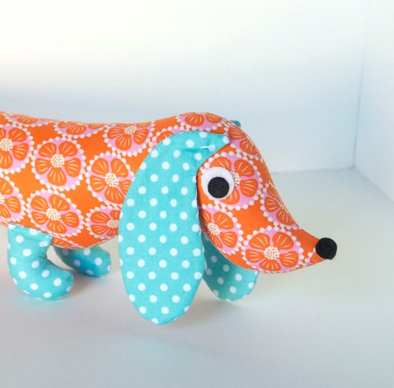 Bright Modern Kids Stuffed Plush Wiener Dog by FriendsOfSocktopus