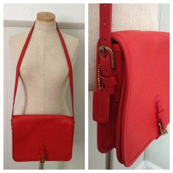 Vintage Deadstock new Red leather Coach purse by modernhex on Etsy