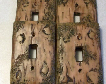 Rustic lighting | Etsy - Bark of a tree light switch cover single toggle