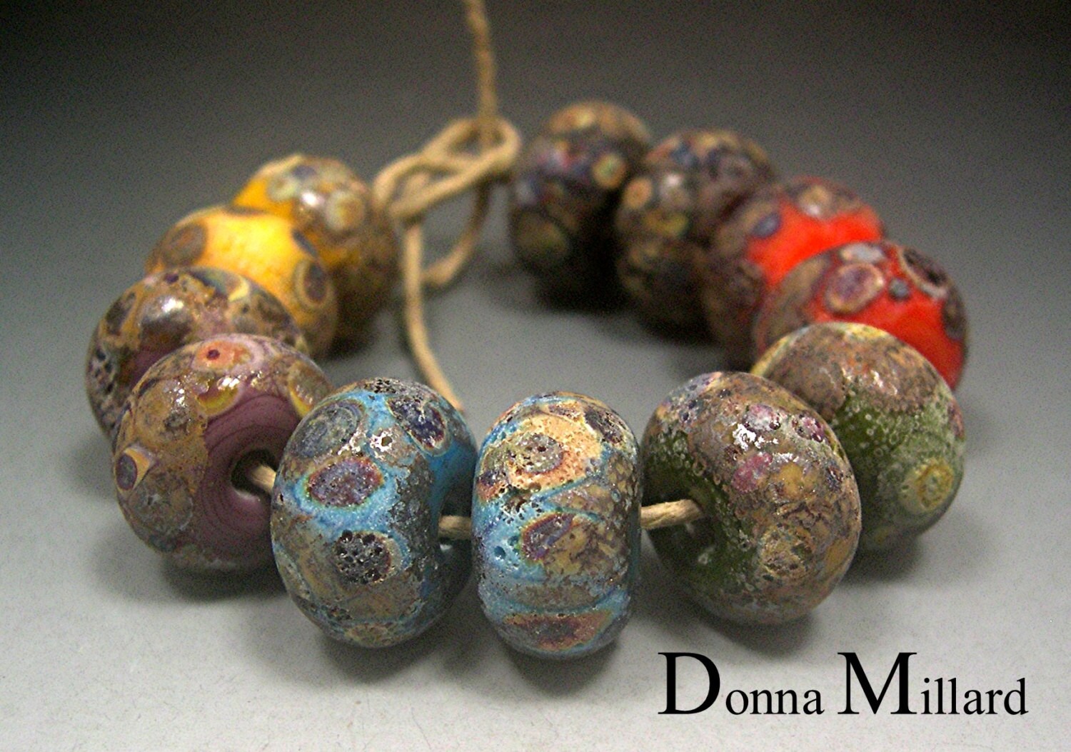 Handmade Lampwork Glass Bead Set Donna Millard Rustic Relic 3121