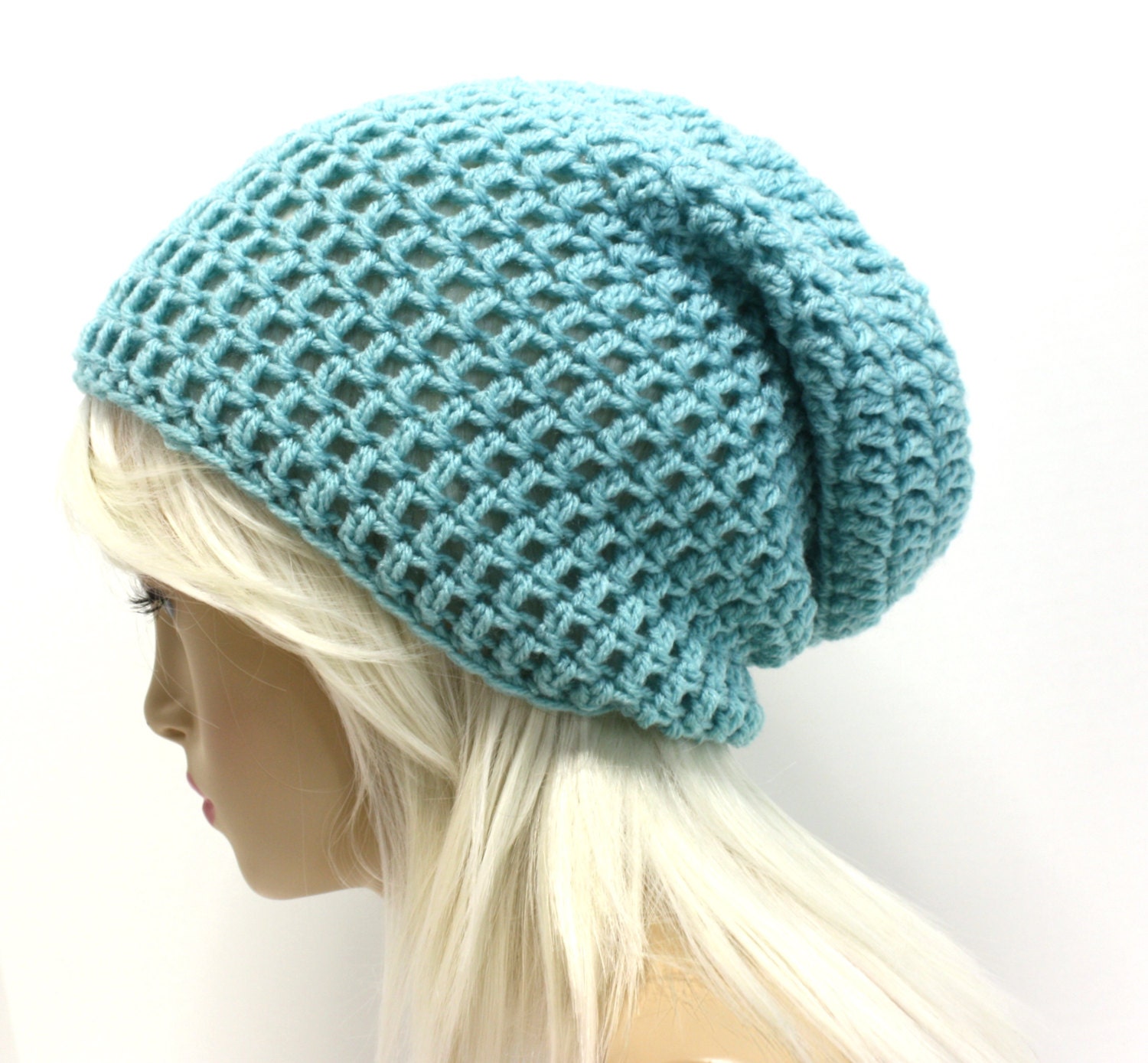 Aqua Blue Slouchy Beanie Hipster Hat Womens Slouch Beanie