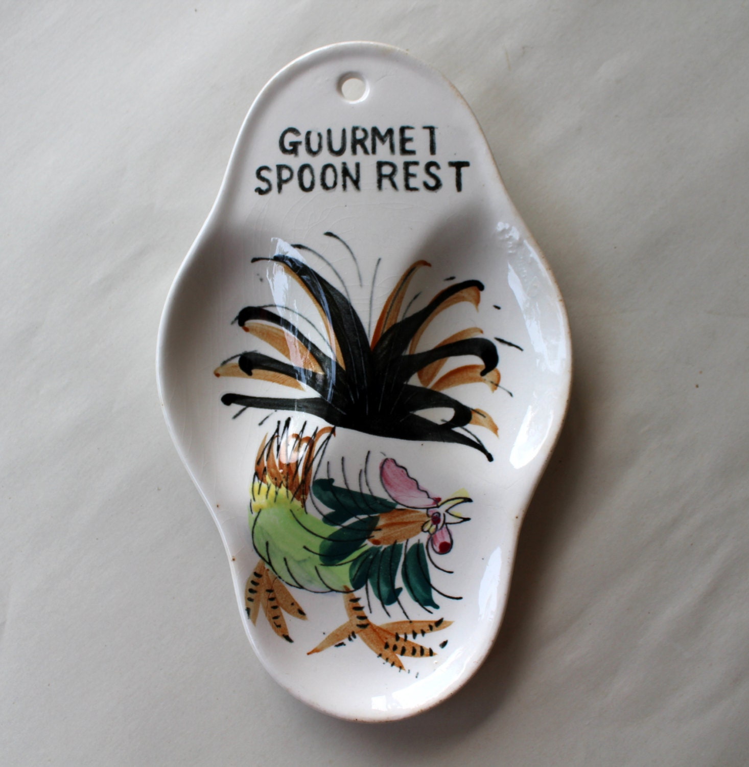 Vintage Ceramic Spoon Rest Japan Rooster Vintage Kitchen