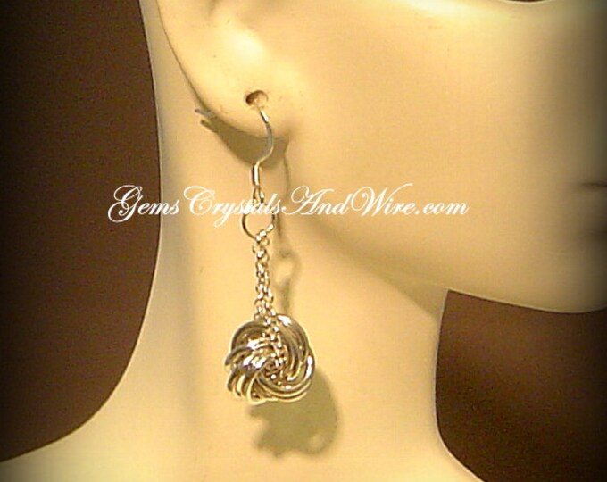 Earrings, Silver, Danish, Love Knot Jewelry, Bridesmaids Gift, Gift For Her