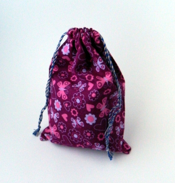 Items similar to Pink and Purple Butterflies Drawstring Bag on Etsy