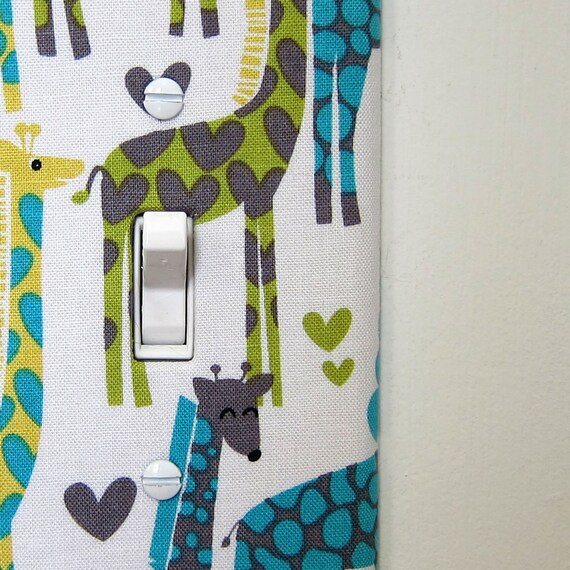Light Switch Plate Cover wall decor white with blue green