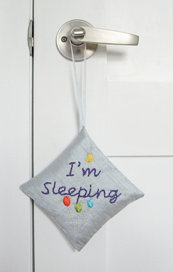 I'm Sleeping door hanger silk ribbon embroidery baby by bstudio