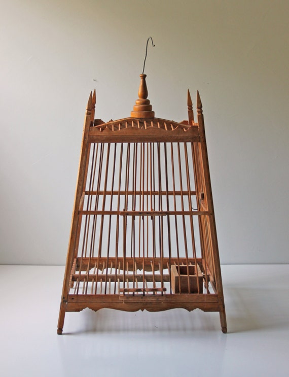 large vintage mahogany decorative bird cage