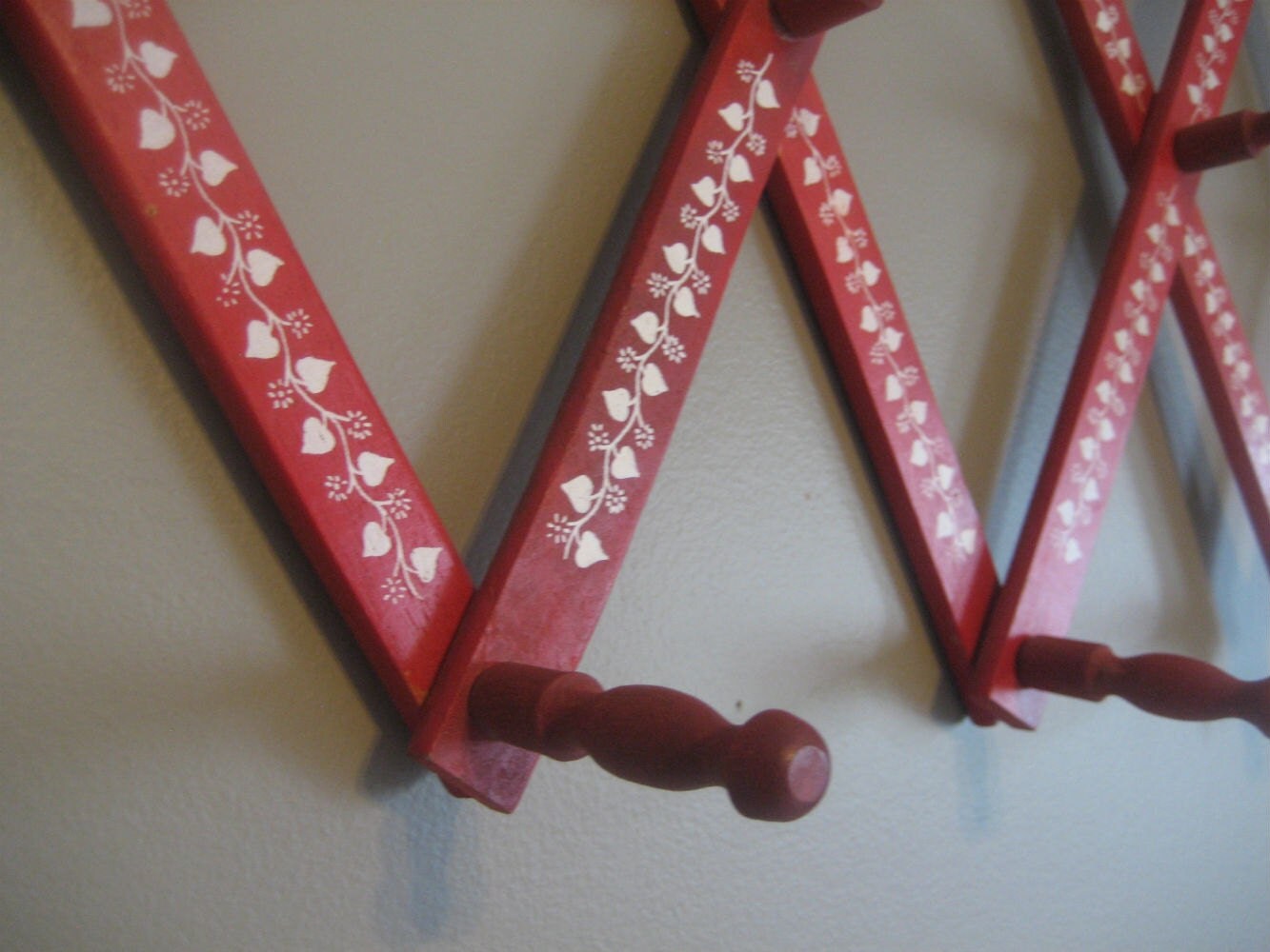 vintage Accordion Wood Folding Hanger / Clothes Hat Wall